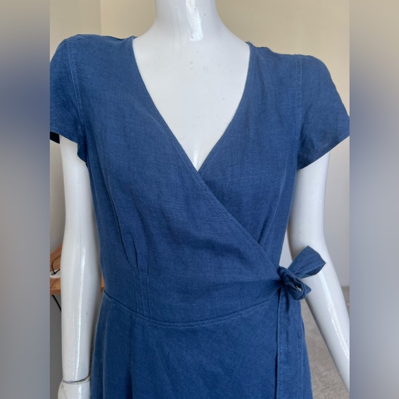 New Ralph Lauren Midi 100% Linen Navy Dress (8) - Picture 8 of 16